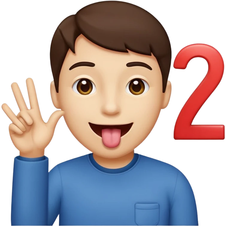 Happy face with tongue out with a number six in the left hand and number seven in the right hamd  emoji