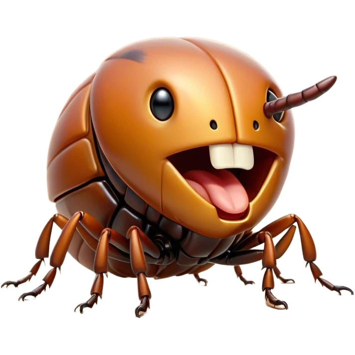 Cinematic Adorable Yawning Beetle Portrait Emoji, Head tilted slightly with a dramatic, wide-open yawn, showcasing a small, intricately armored form with softly drooping elytra and sleepy, half-closed eyes, Simplified yet irresistibly cute features, highly detailed, glowing with a soft, cozy metallic glow, high shine, relaxed yet expressive, stylized with a dash of whimsical natural charm, soft glowing outline, capturing the essence of a drowsy beetle that appears ready to stretch and yawn its way out of the screen! emoji