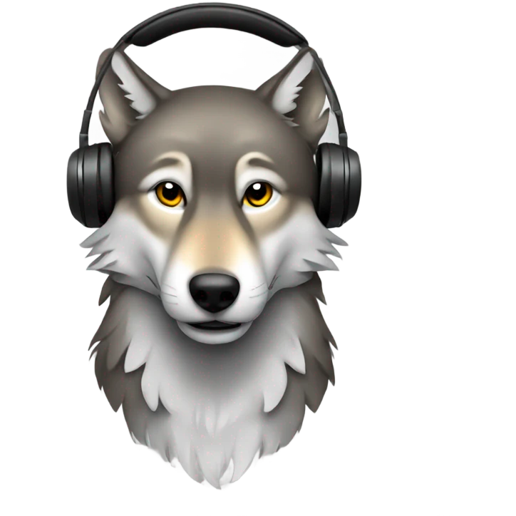 wolf with headphone emoji