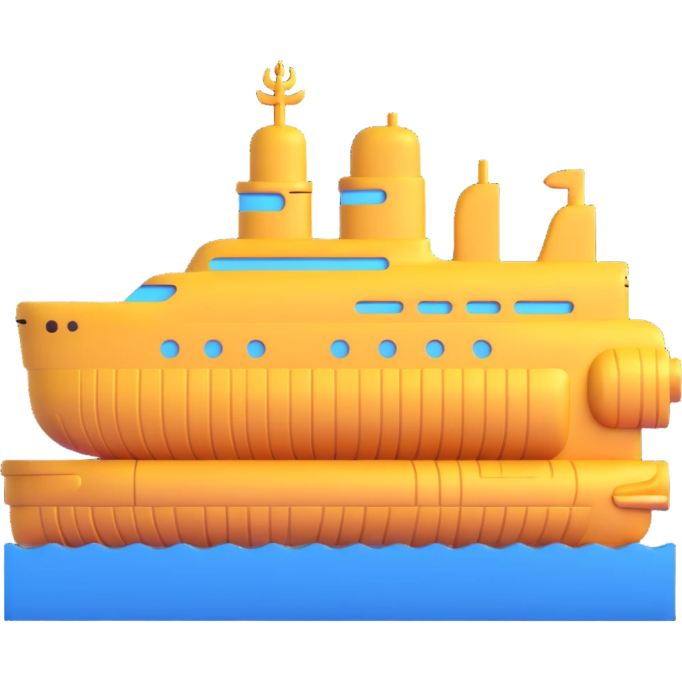 ancient golden Anunnaki submarine, submerged, with stepped ziggurat elements and ancient symbols emoji