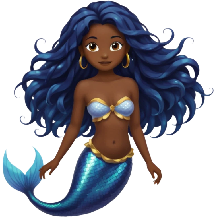 Very sexy topless black girl meremaid emoji