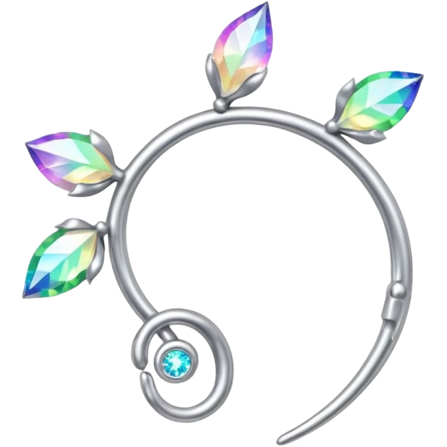 Elvish fae shiny sparkly iridescent translucent diaphanous ear climber ear cuff ear piece apparel emoji