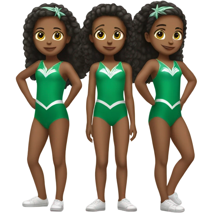 Twin girls wearing green eagles leotards emoji