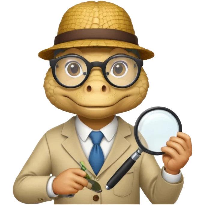 A professor gator with a magnifying glass on a light background emoji