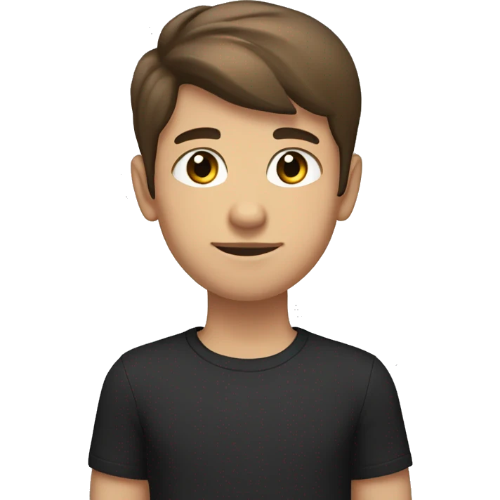 light dark-skinned boy, brown hair and eyes, short sideways hair and clean shaven, black shirt with LDC EXPRESS written on it emoji