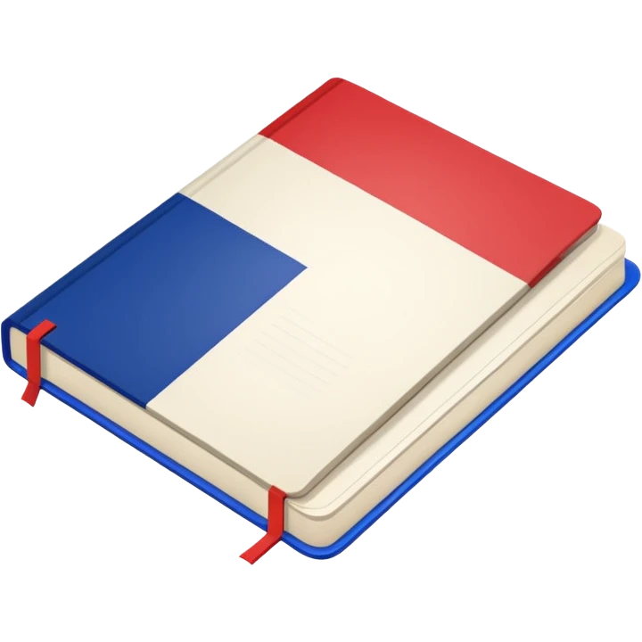 open notebook with French flag on the page emoji