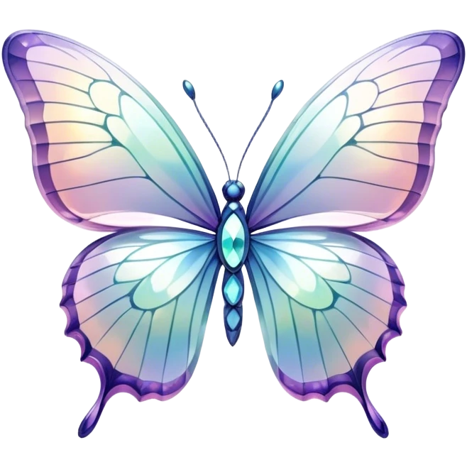Sparkly glossy Pastel white iridescent glass crystal butterfly emoji
