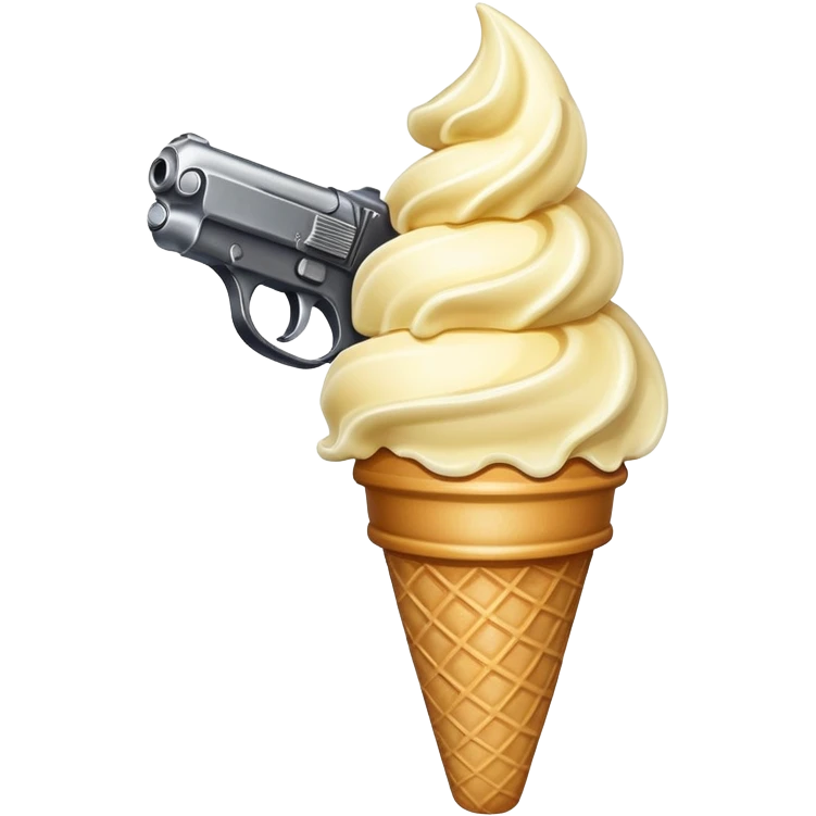 Ice cream holding pistol emoji
