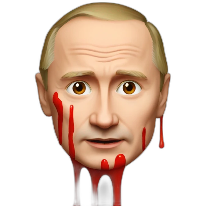 Putin vampire with red ketchup dripping over his chin emoji