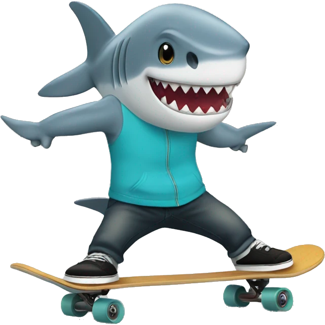 Shark on a skateboard  emoji