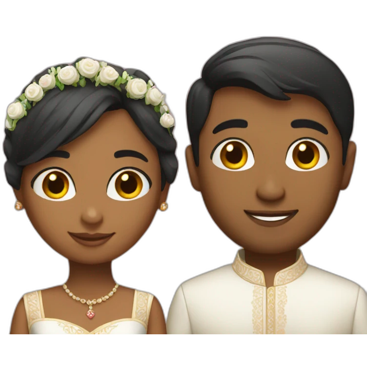 indian girl with short hair and american boy getting married  emoji