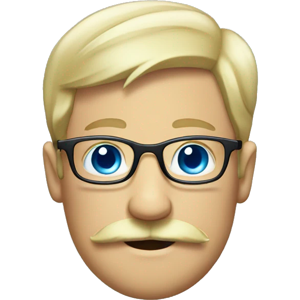 Blond moustache, eyeglasses and blue eyes emoji