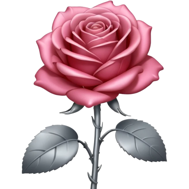 gray metal chrome rose, without green leaves, just flower emoji