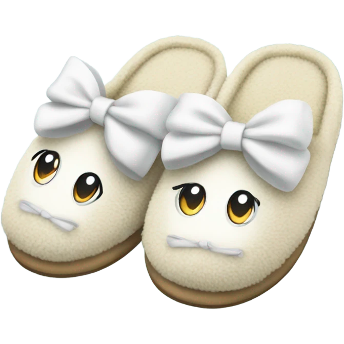 cozy slippers with white bows emoji