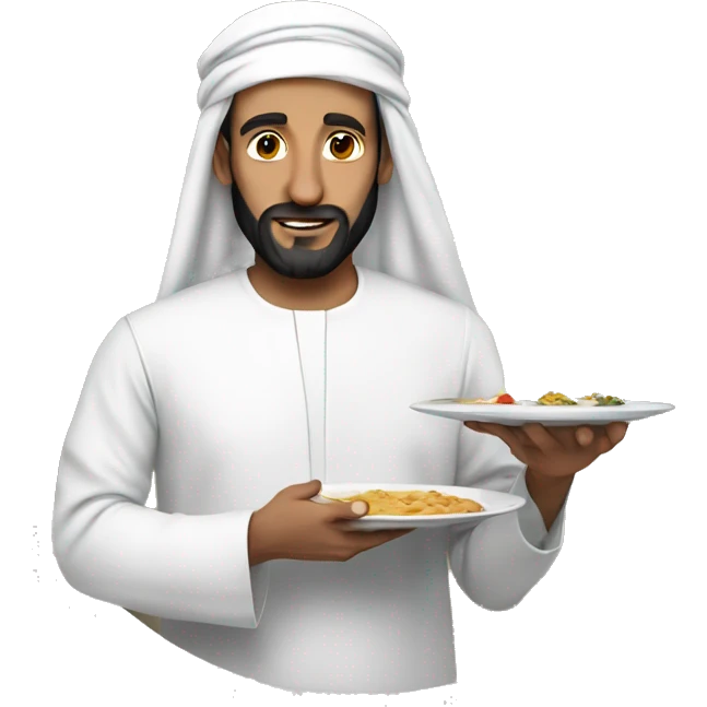 Sheikh holding a plate in his hand emoji
