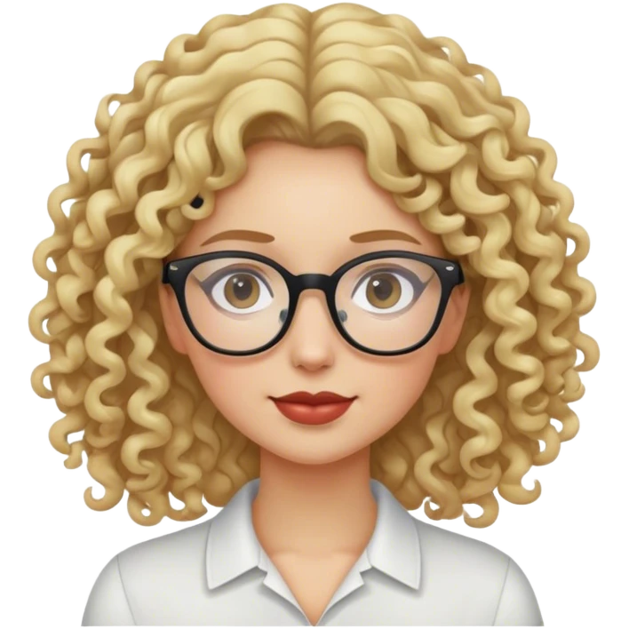 Curly blonde hair woman with glasses emoji