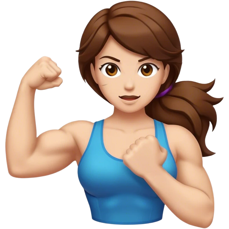 Women with brown hair flexing emoji