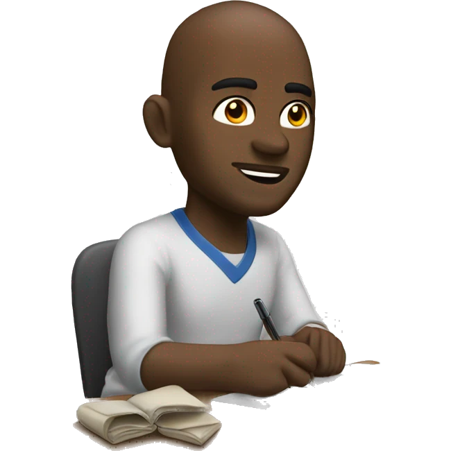 Mike Jordan is sitting at his laptop, writing something. emoji