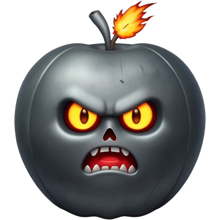 Father of All Bombs, massive bomb with a menacing face, exaggerated size, dramatic explosive details, apple emoji style emoji