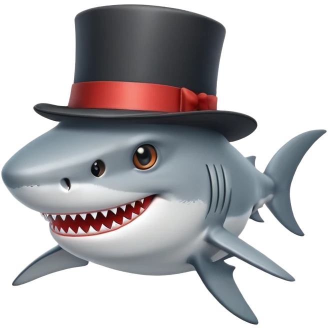 Shark with a top hat emoji