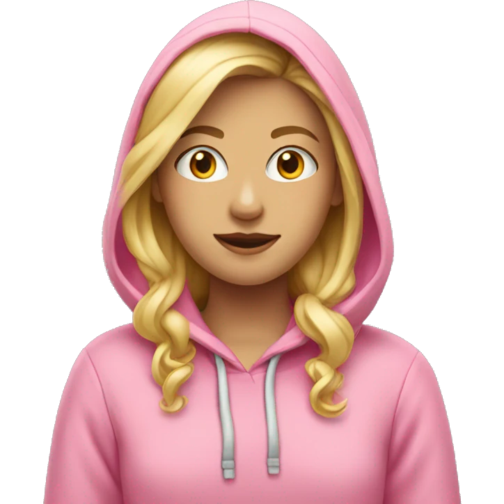 blonde girl in a pink hoodie  emoji