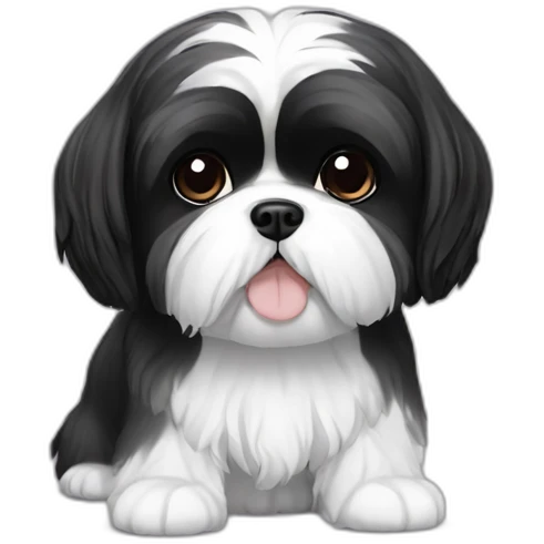 Black and white shih tzu emoji