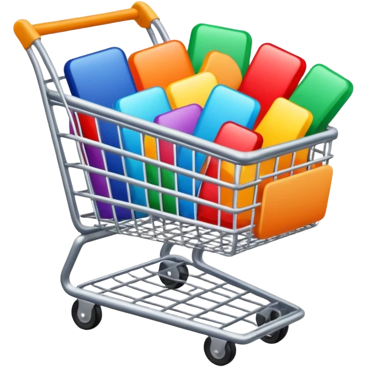 shopping cart full of colorful items emoji