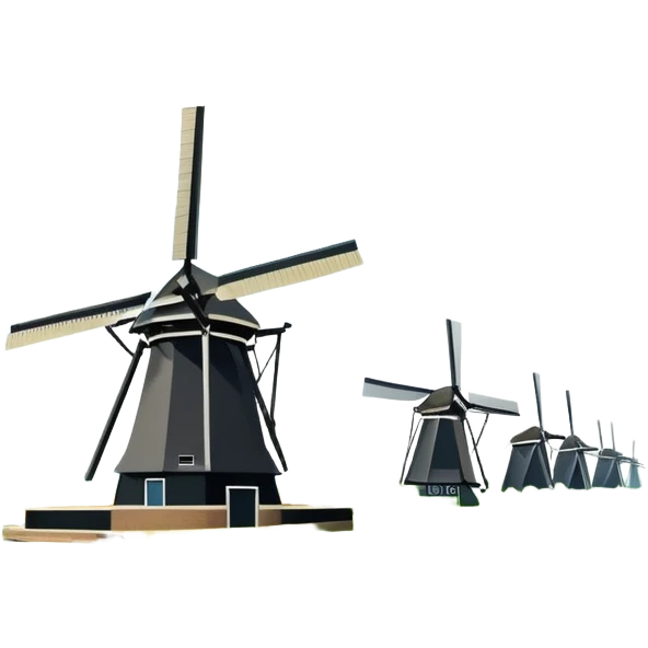 cinematic-realistic-kinderdijk-windmills-landmark-emoji,-showcasing-traditional-dutch-windmills-aligned-along-a-tranquil-canal,-with-lush-green-fields ina. picture frame emoji