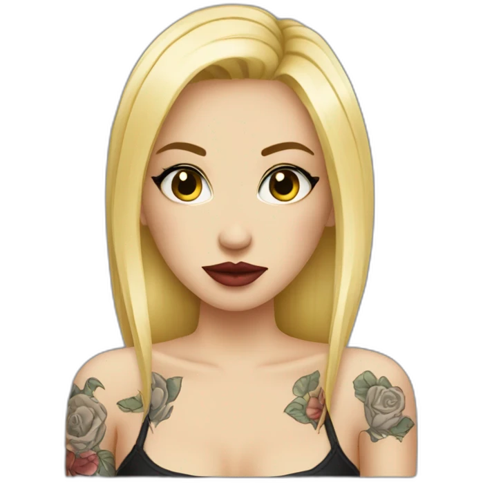 femme blonde avec tatouages gothiques sur les deux bras emoji