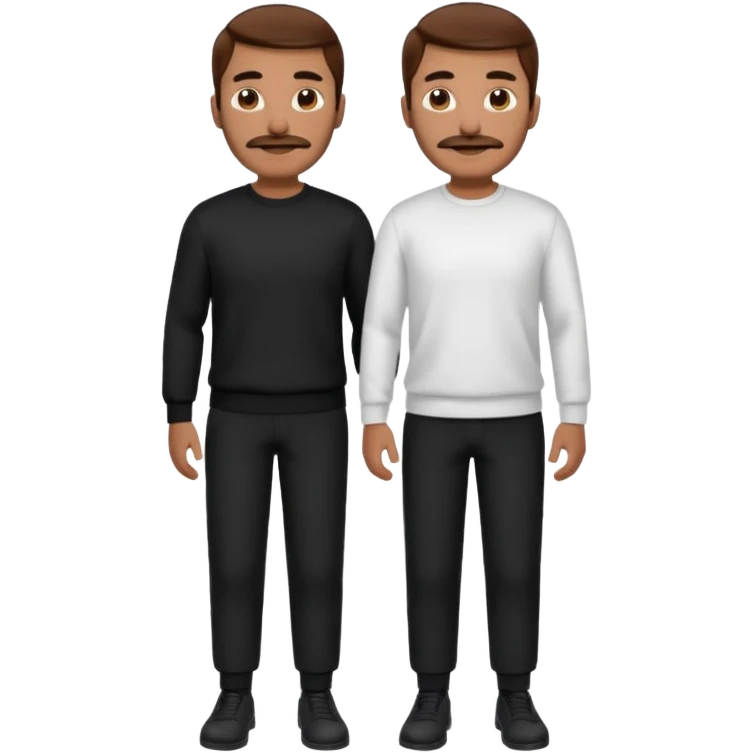 man with mustache, brown hair, 33years old, shirt, high temple Black pullover with a white shirt underneath and black fabric trousers 👕🖤👖 emoji