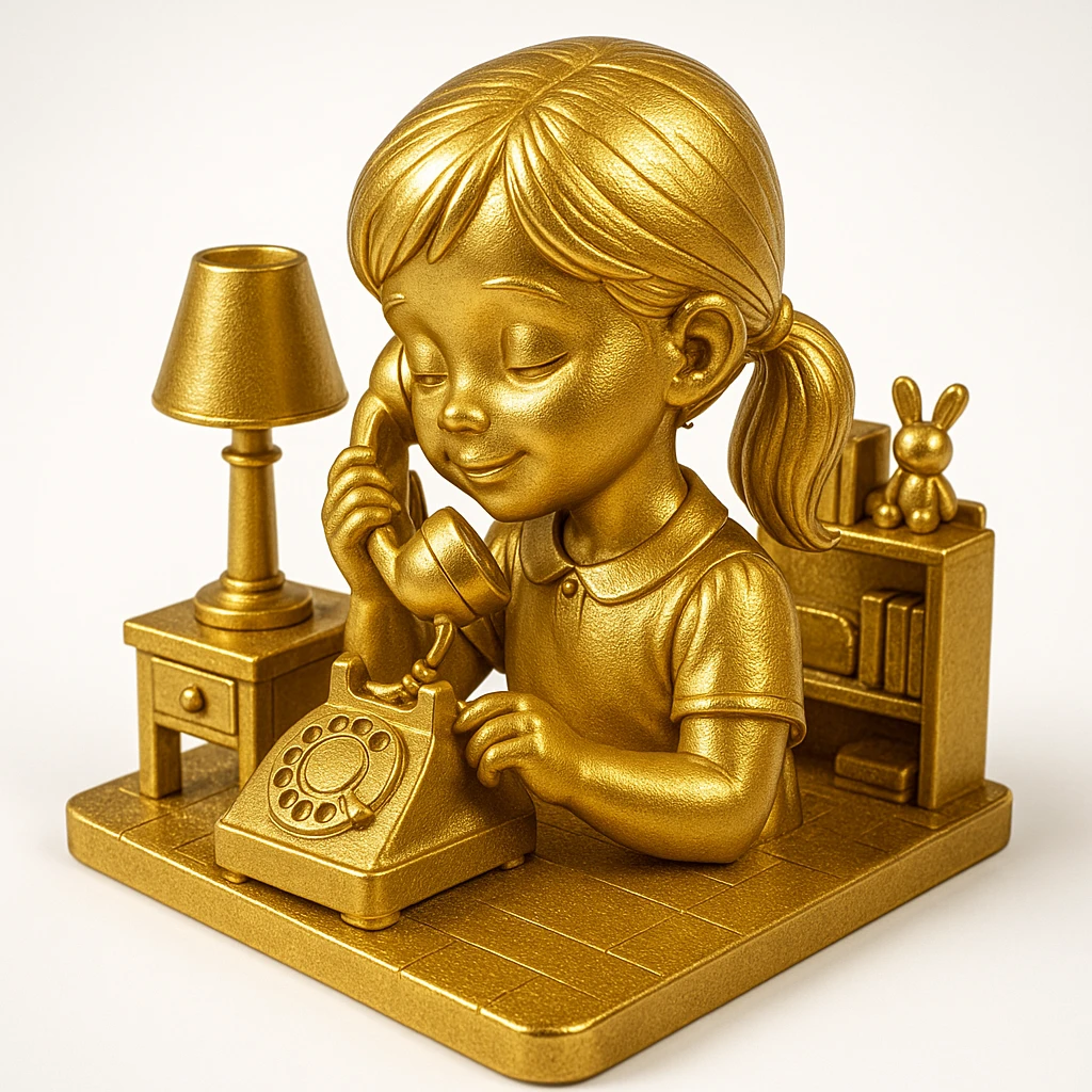 girl talking on telephone in her room emoji