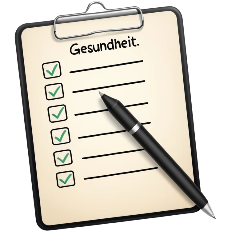 Checklist with the work "Gesundheit" on the top emoji