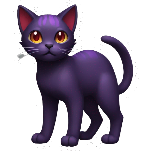 Cute cool dark black red purple cat Fakemon full body emoji