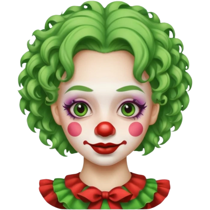 girl clown with curly green hair emoji