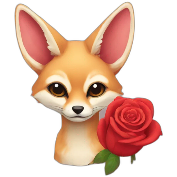 red fennec with rose emoji