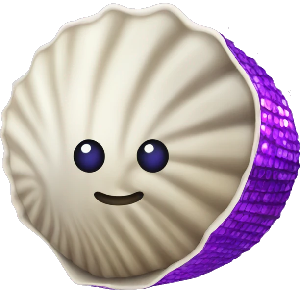 Open Clam shell with purple disco ball in the center  emoji