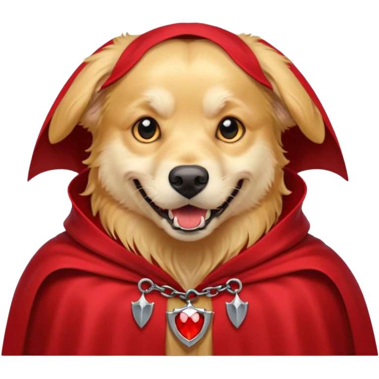 Goldern Vampire Dog in red collar cloak emoji
