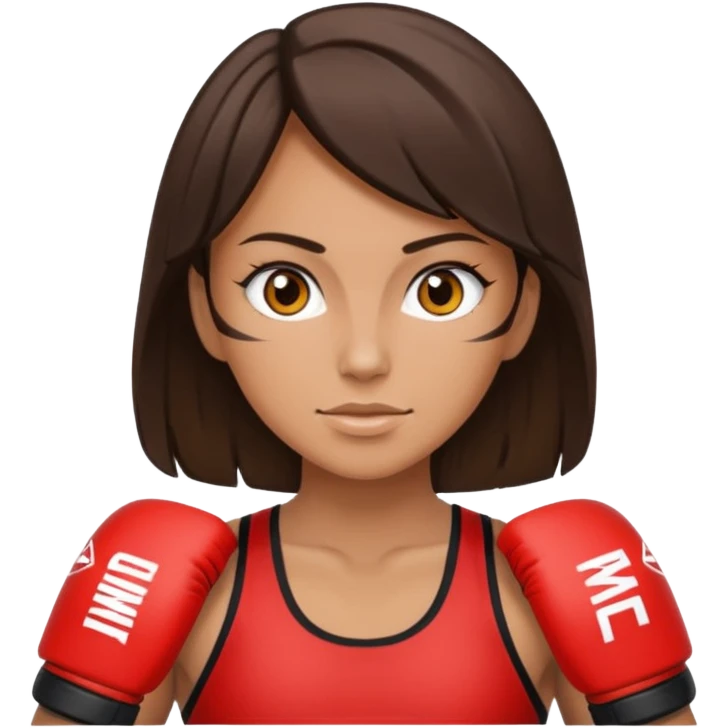 brunette woman making MMA emoji