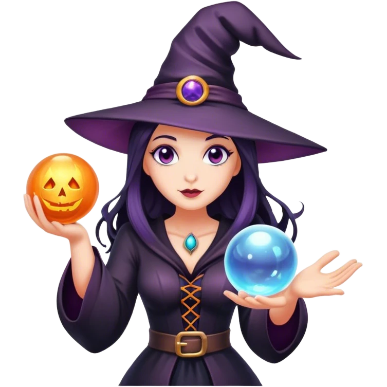 Beautiful Witch with magic ball emoji