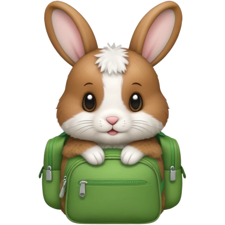 baby rabbit wear green backpack emoji