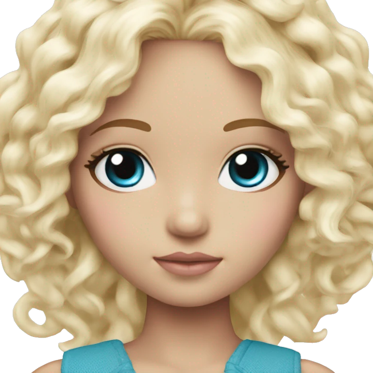 ocean blue doll eyes, blonde hair, feminine, pink, girl, angelic emoji