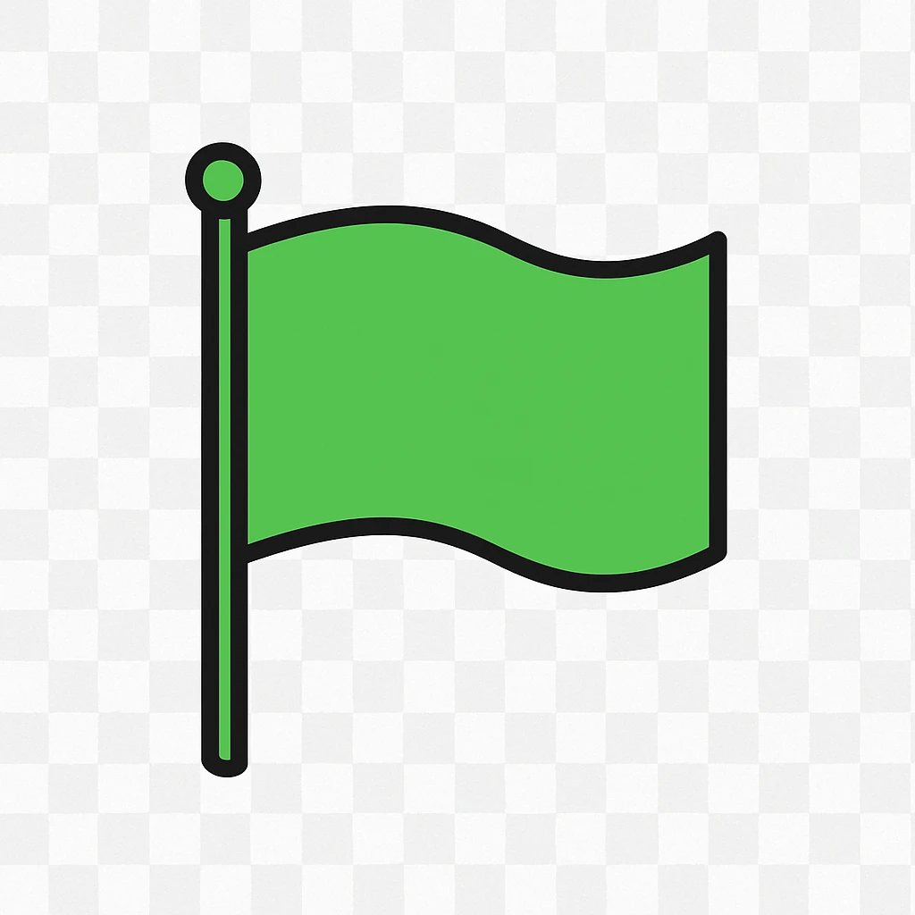 waving minimal design green flag on white background emoji