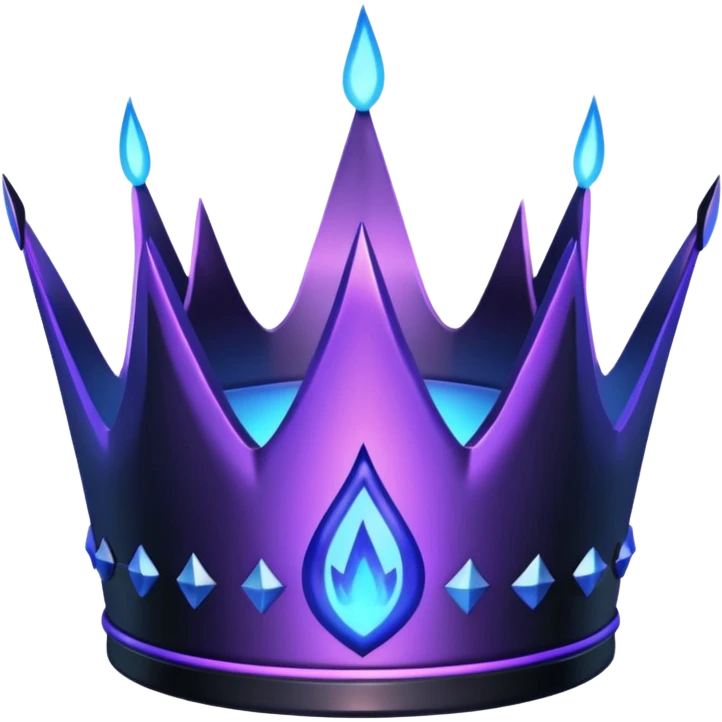 A dark glowing crown with purple neon edges and a small blue flame in the center. Mysterious, powerful, and royal. 👑🔥💜 emoji