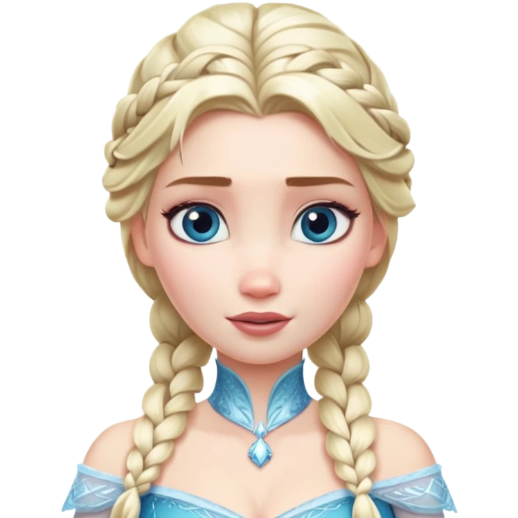 Elsa from Frozen with blonde braid, ice queen, chest up portrait emoji