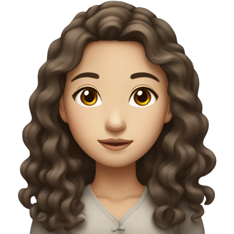 Beautiful girl,Brown hair ,curly hair，long hair,Brown eyes,Chinese emoji