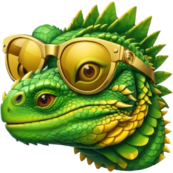 iguana head with golden sunglasses emoji