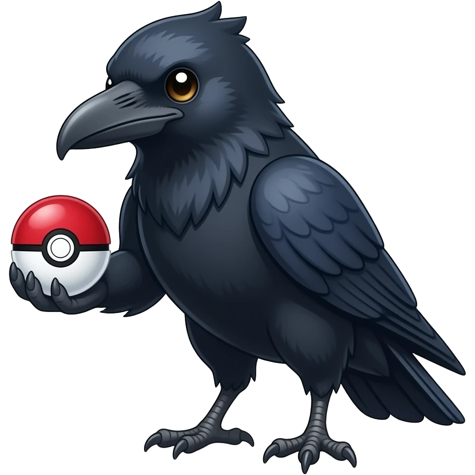 Raven holding pokeball emoji