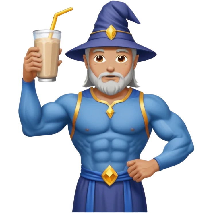 wizard working out and drinking protain emoji