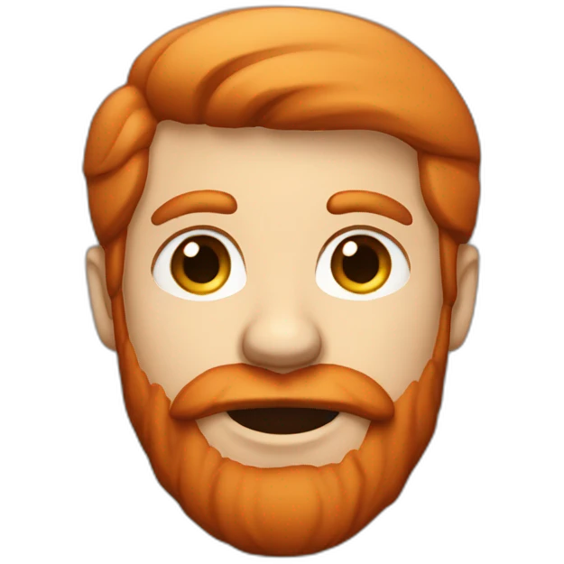 A redhead man with short hair, beard and big cheeks emoji