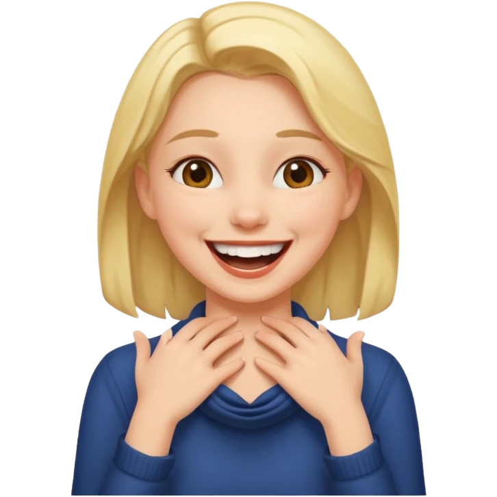 Hands around neck laughing girl￼￼￼ emoji